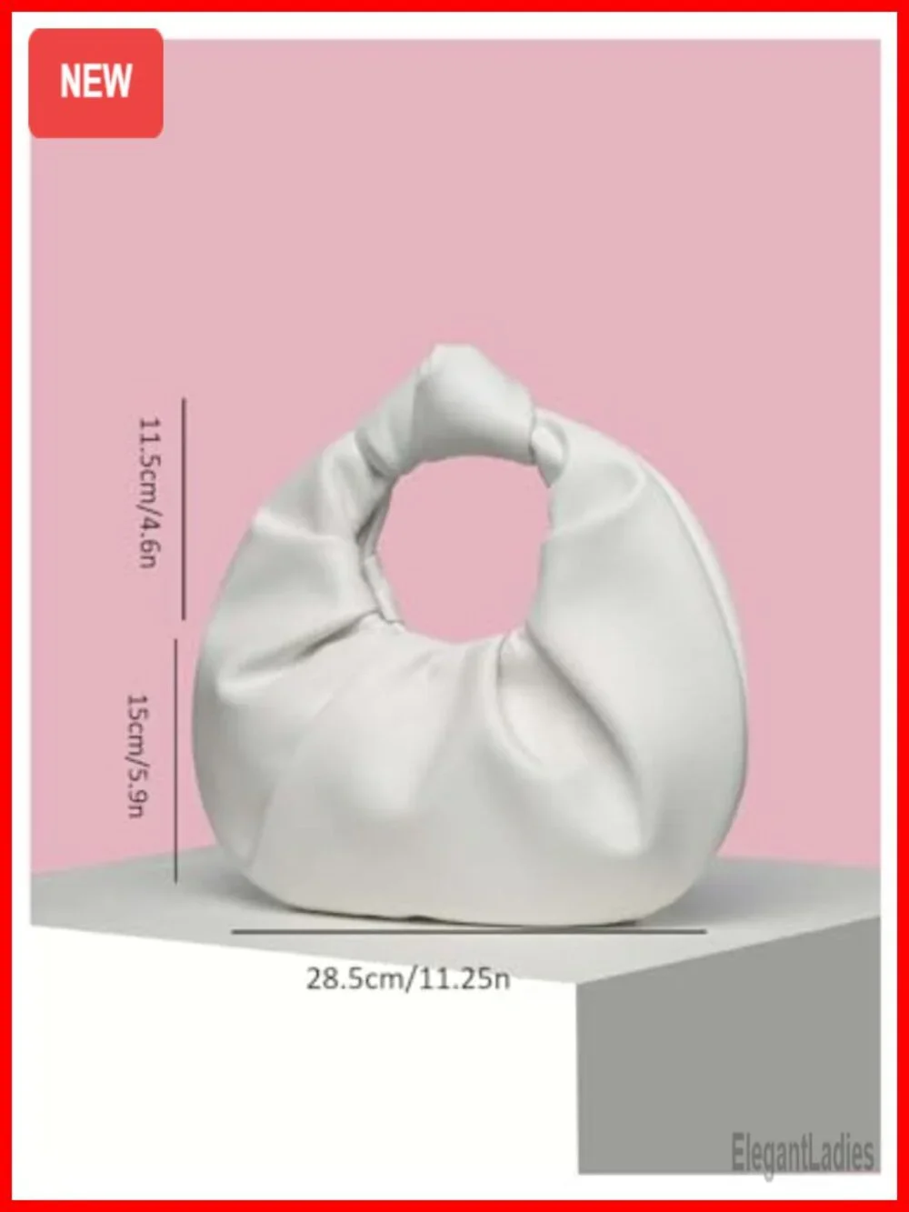 Faux Leather Ruched Hobo Bag Clutch Purse Wedding Guest